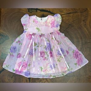 Biscotti Pink and Purple Floral Kids Formal Dress